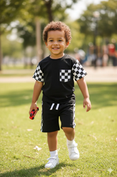 Kids Check Print T-Shirt & Short Set