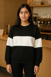 Zebra Black And White Block Sweatshirt For Women