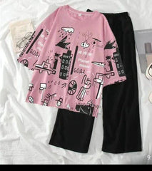 Pink Planet Music With Black PJs SET