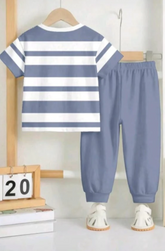 Grey Panel Horse Printed Half Sleeve Kids Suit