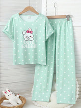 Cute Rabbit Printed Half Sleeve Night Suit (7-16 Years)