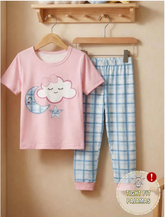 Moon & Cloud Printed Half Sleeve Kids Suit