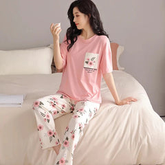 Pink Sun Flower PJs Set