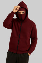 Maroon Balaclava Ninja Zipper Hoodie