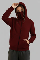 Maroon Ninja Zipper Hoodie Jacket For Women