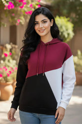 Maroon Black & White Cut & Sew Hoodie