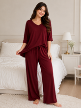 Maroon Plain Palazo Night Suit