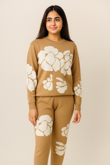 Camel Floral Knit Co-ord