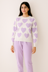 Soft Purple Hearts Pullover