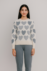 Soft Green Hearts Pullover