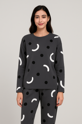 Charcoal Pattern Printed Night Suit