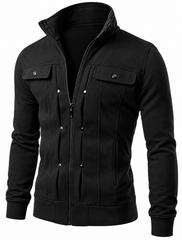 Black Mexican Style Zipper Jacket For Men