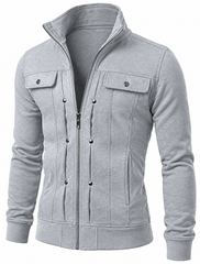 Grey Mexican Style Zipper Jacket For Men