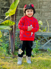 Red Bears Print Sweatshirt With Trouser For Kids (2 Piece)