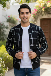 Black Printed Zipper Jacket