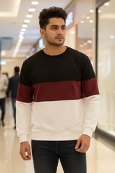 Black Maroon And White Block Sweatshirt