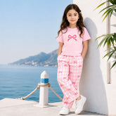 Pink Ribbon Half Sleeve Night Suit Kids