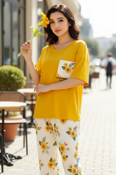 Yellow Sun Flower PJs SET