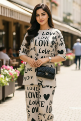 Drop Shoulder Love PJs SET