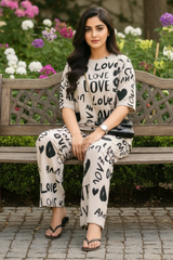 Drop Shoulder Love PJs SET