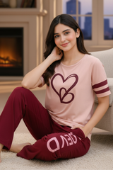 Two Heart Printed Night Suit