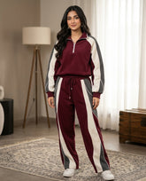 Half-Zip Co-ord Set Mehroon