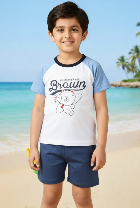 Kids Mr Brown T-Shirt & Shorts Set
