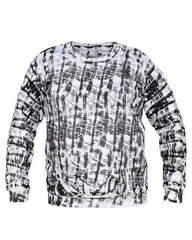 White & Black Random Printed Sweat Shirt For Unisex