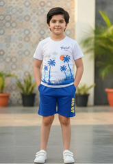 Cool Summer Print T-Shirt & Shorts Set Blue Tree Coco