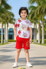 Kids Summer Print T-Shirt & Shorts Set Red Tree Coco