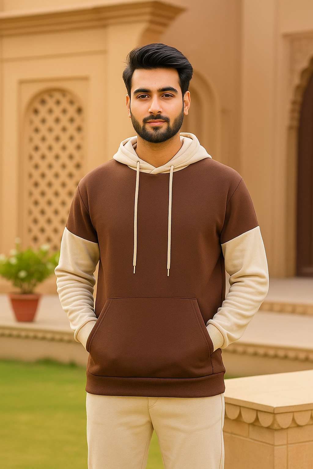 Cream Basic Hoodie
