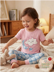 Moon & Cloud Printed Half Sleeve Kids Suit