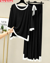 Black Pure Comfort Plazo Pj Set