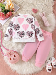 Kids leopard heart pattern Winter Suit