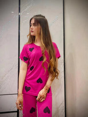 Pink Black Multi Hearts PJs SET