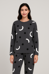 Charcoal Pattern Printed Night Suit