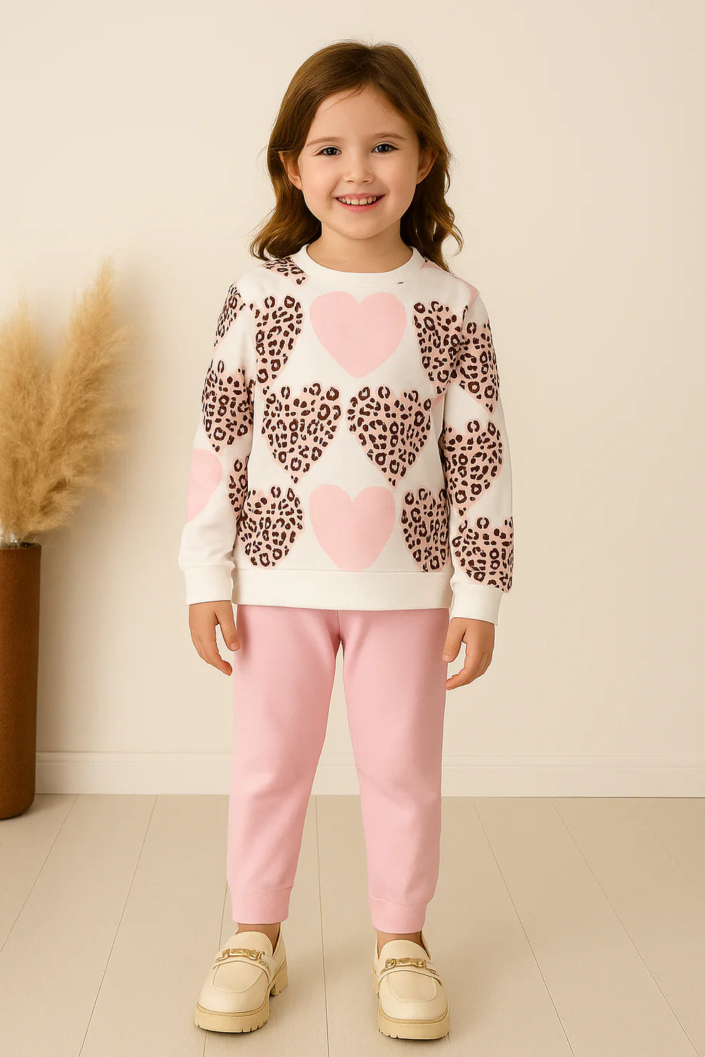 Kids leopard heart pattern Winter Suit