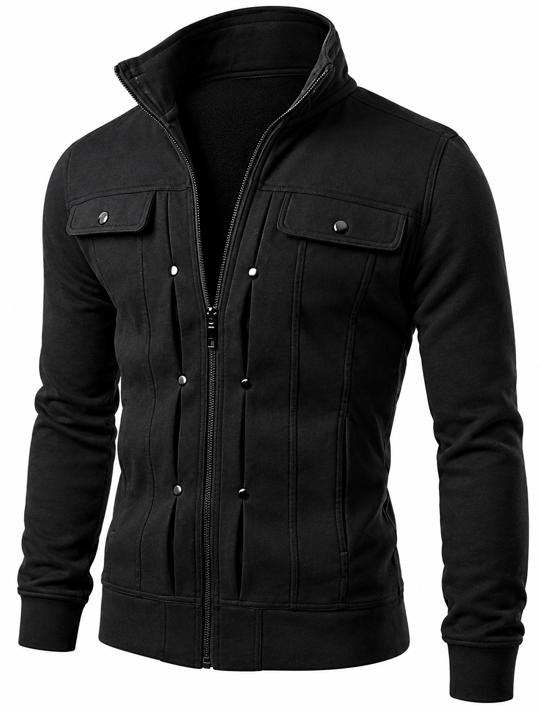 Black Mexican Style Zipper Jacket For Men