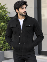 Black Mexican Style Zipper Jacket For Men