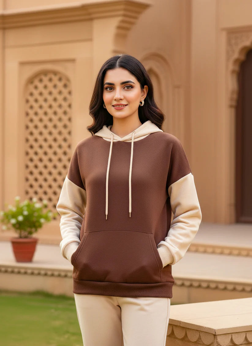 Cream Basic Hoodie For Women