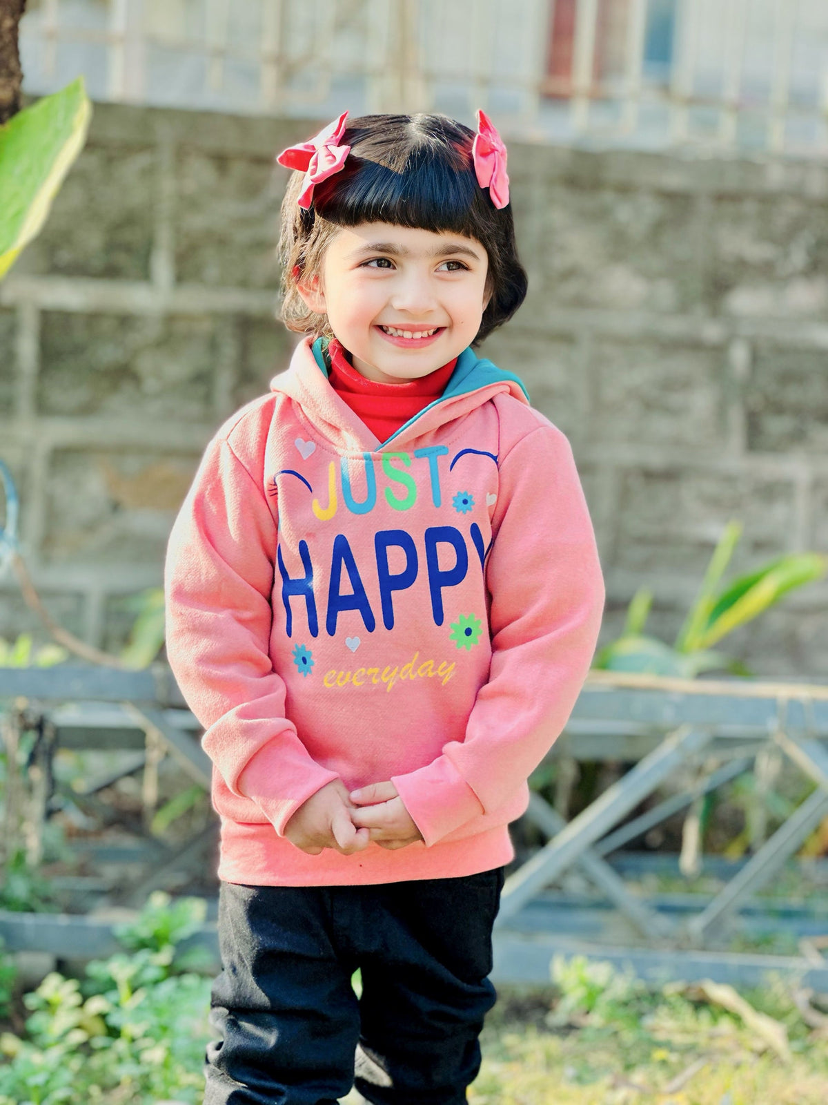 Just Happy Printed Hoodie For Kids