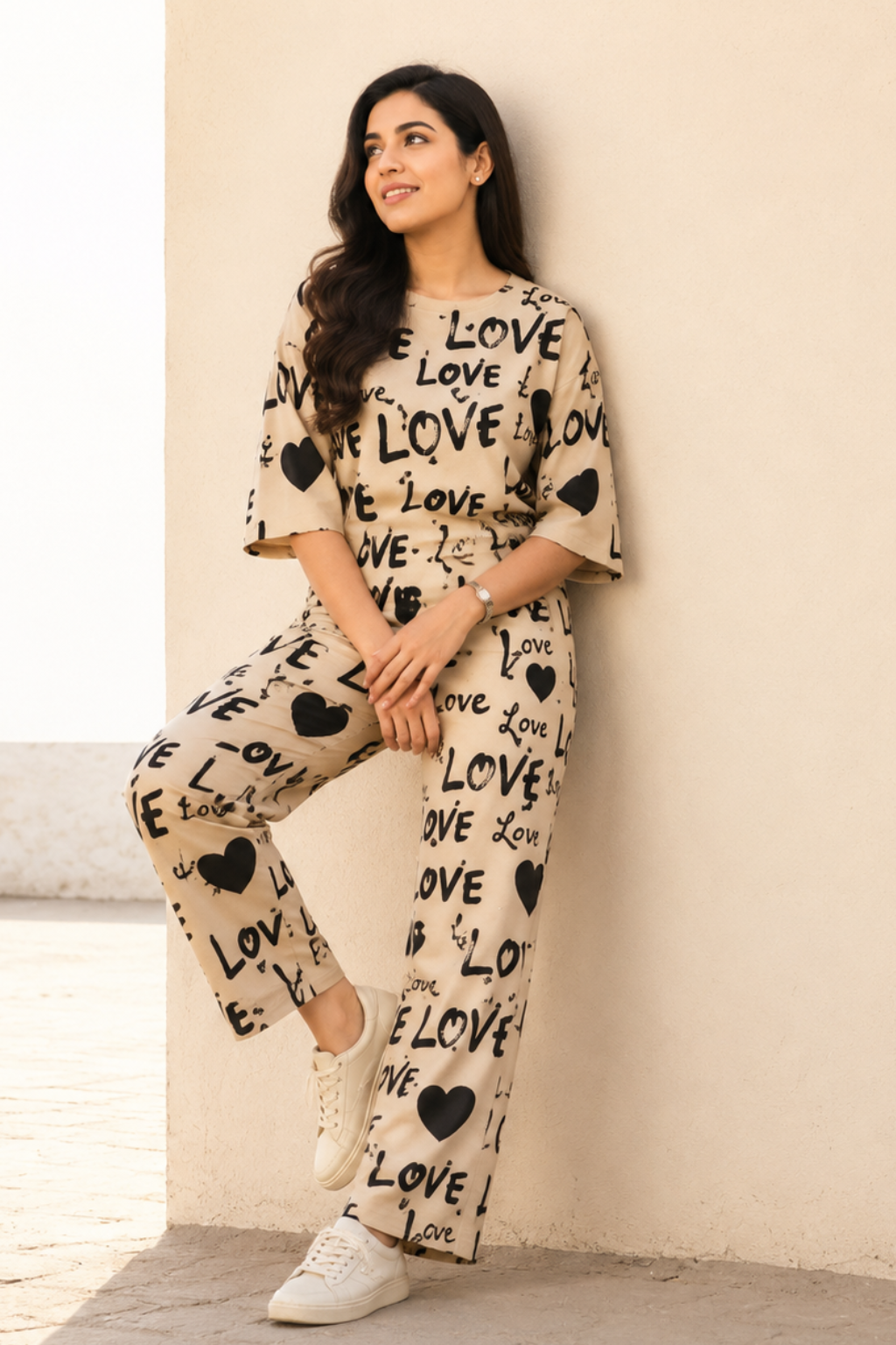 Drop Shoulder Love PJs SET