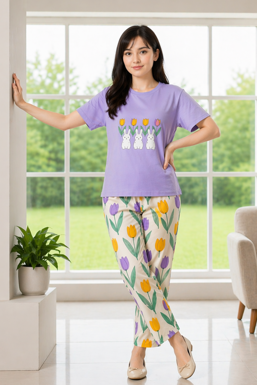 Cute Bunny Printed Night Suit
