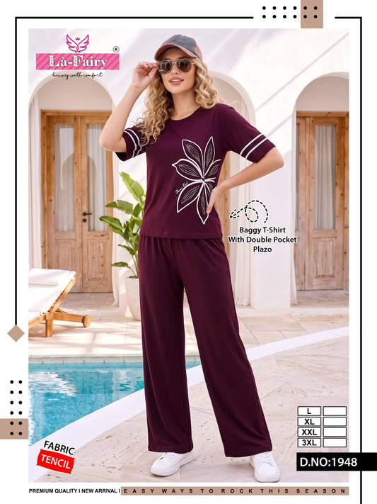 Maroon Flowers PJs Set