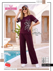 Maroon Flowers PJs Set