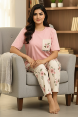 Pink Sun Flower PJs Set