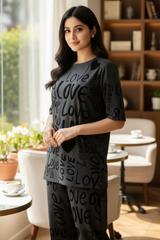 Charcoal Drop Shoulder Love PJs Set