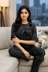 Charcoal Drop Shoulder Love PJs Set