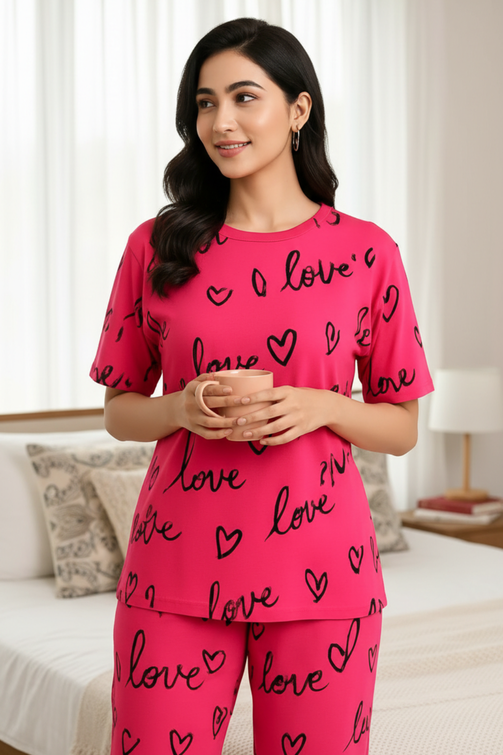 Atishi Pink Love Heart PJs Set