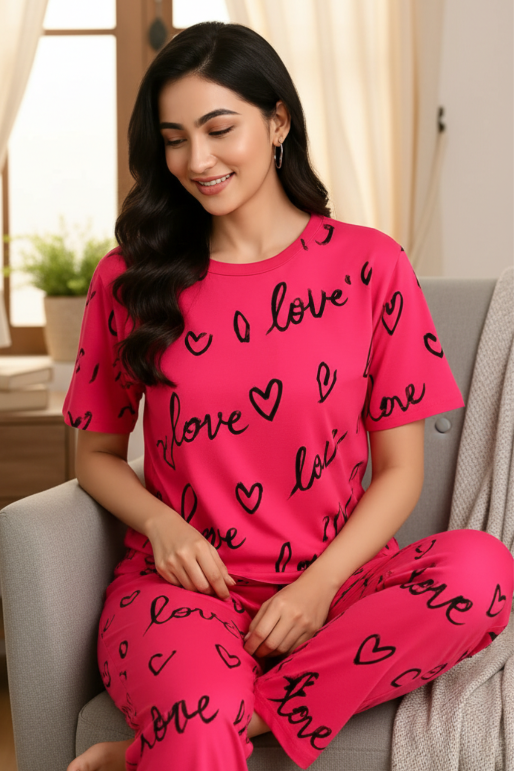 Atishi Pink Love Heart PJs Set